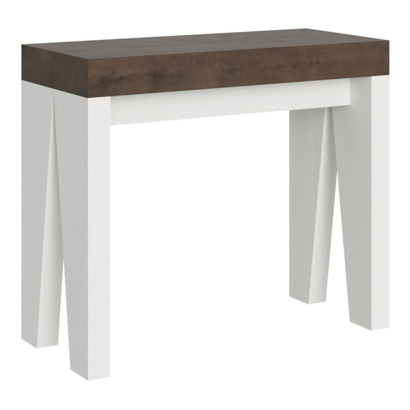 Consolle allungabile 90x40/300 cm Naxy Mix piano noce - struttura bianco frassino