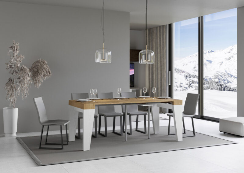 Consolle allungabile 90x40/196 cm Naxy Mix Small piano quercia natura - struttura bianco frassino - immagine 3