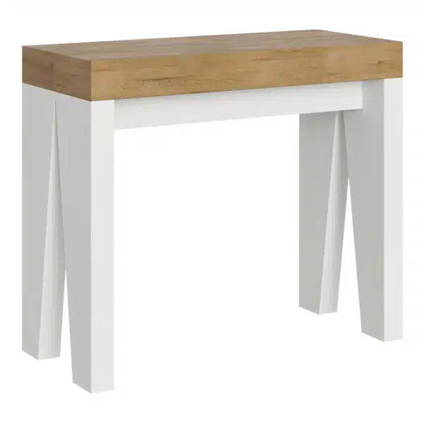 Consolle allungabile 90x40/300 cm Naxy Mix piano quercia natura - struttura bianco frassino