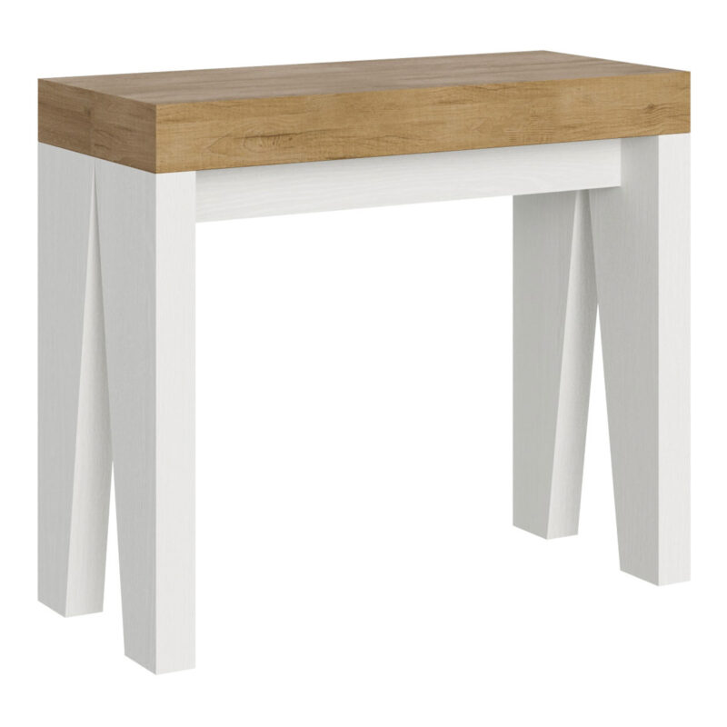 Consolle allungabile 90x40/196 cm Naxy Mix Small piano quercia natura - struttura bianco frassino