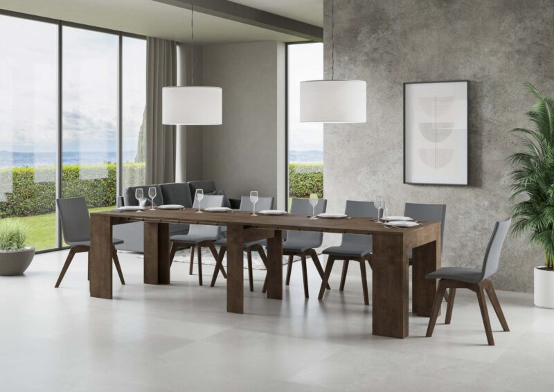 Consolle allungabile 90x49/307 cm Extra noce allunghe interne - immagine 4
