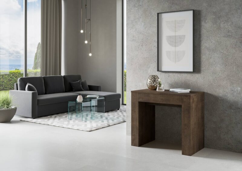 Consolle allungabile 90x49/307 cm Extra noce allunghe interne - immagine 3