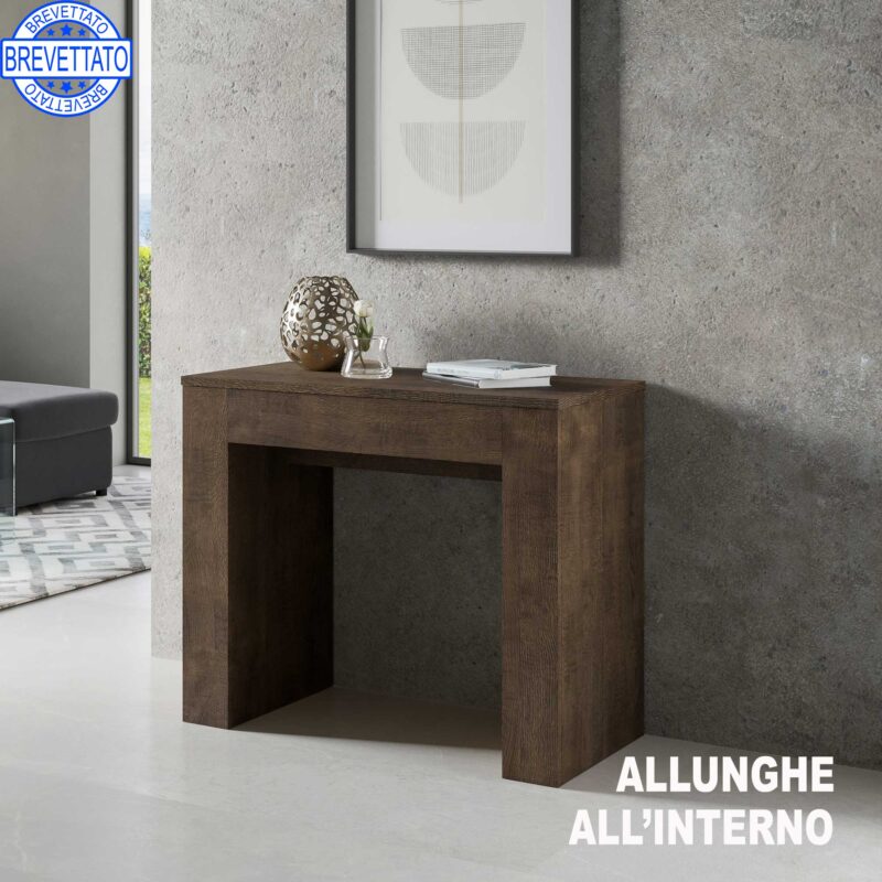 Consolle allungabile 90x49/307 cm Extra noce allunghe interne - immagine 2