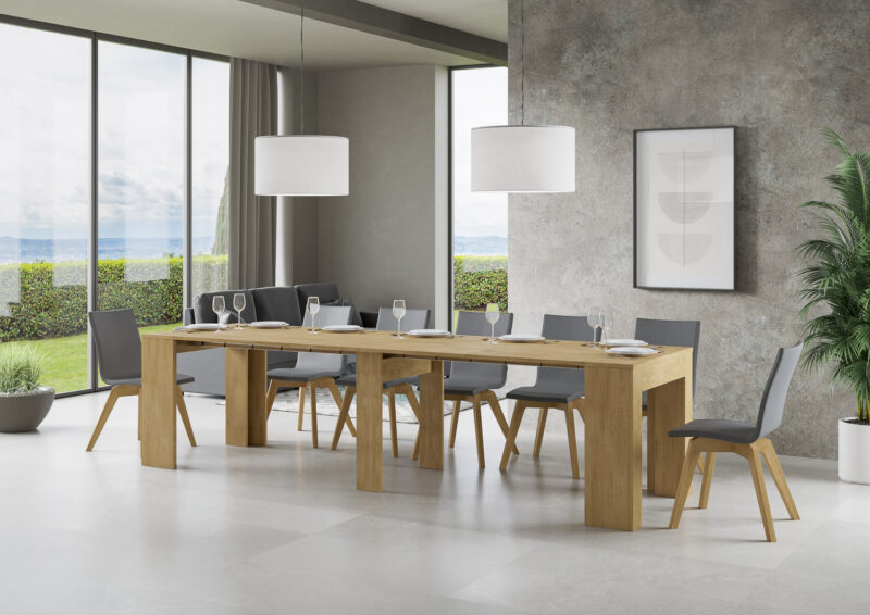 Consolle allungabile 90x49/307 cm Extra quercia natura allunghe interne - immagine 3