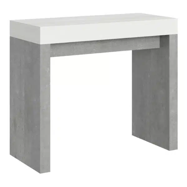 Consolle allungabile 90x40/300 cm Roxell Mix piano bianco frassino - struttura cemento