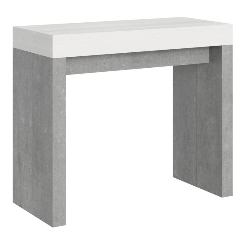Consolle allungabile 90x40/196 cm Roxell Mix Small piano bianco frassino - struttura cemento
