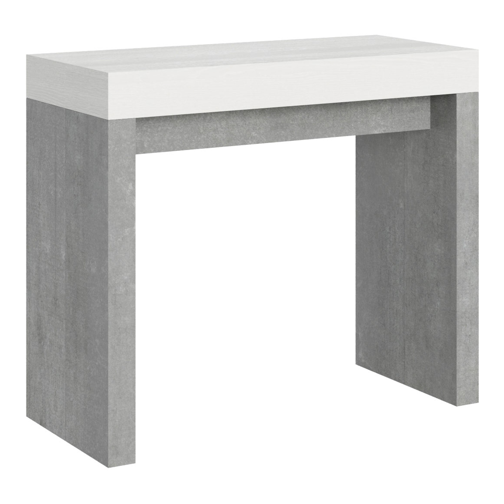 Consolle allungabile 90x40/196 cm Roxell Mix Small piano bianco frassino - struttura cemento