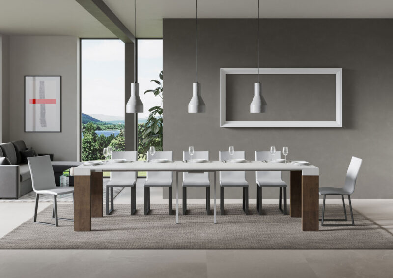 Consolle allungabile 90x40/300 cm Roxell Mix piano bianco frassino - struttura noce - immagine 4