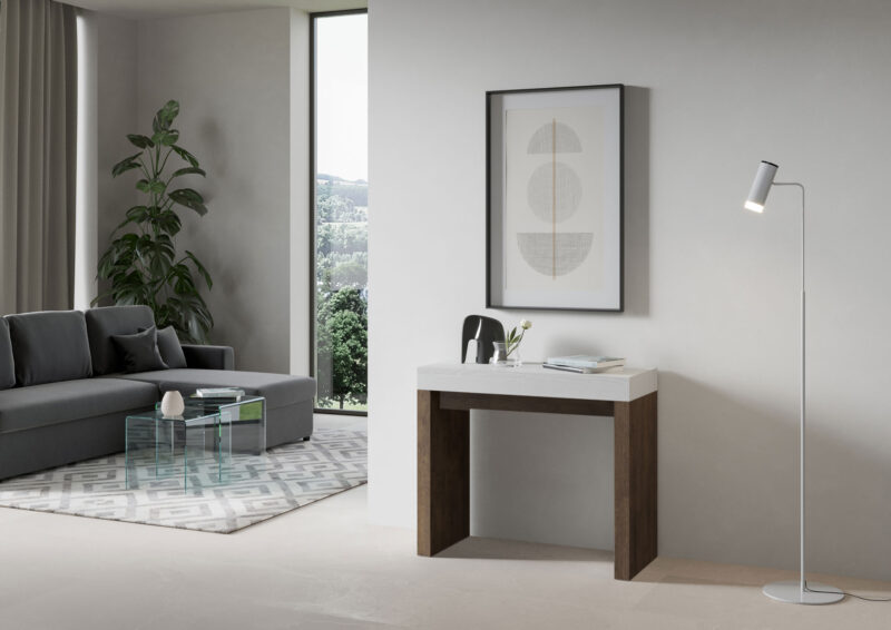 Consolle allungabile 90x40/196 cm Roxell Mix Small piano bianco frassino - struttura noce - immagine 2