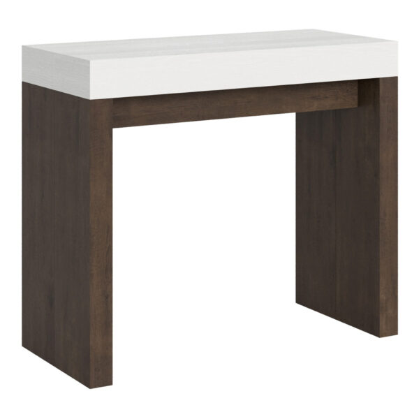 Consolle allungabile 90x40/196 cm Roxell Mix Small piano bianco frassino - struttura noce