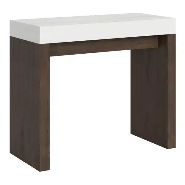 Consolle allungabile 90x40/300 cm Roxell Mix piano bianco frassino - struttura noce