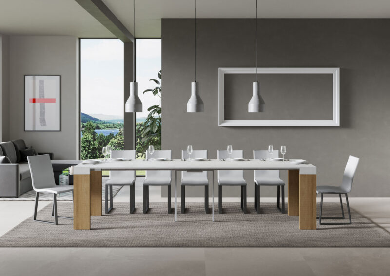 Consolle allungabile 90x40/300 cm Roxell Mix piano bianco frassino - struttura quercia natura - immagine 4