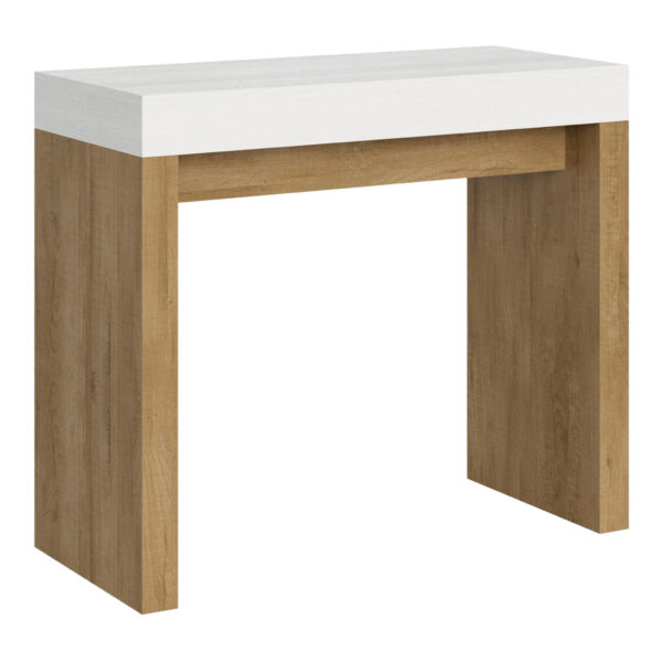 Consolle allungabile 90x40/196 cm Roxell Mix Small piano bianco frassino - struttura quercia natura
