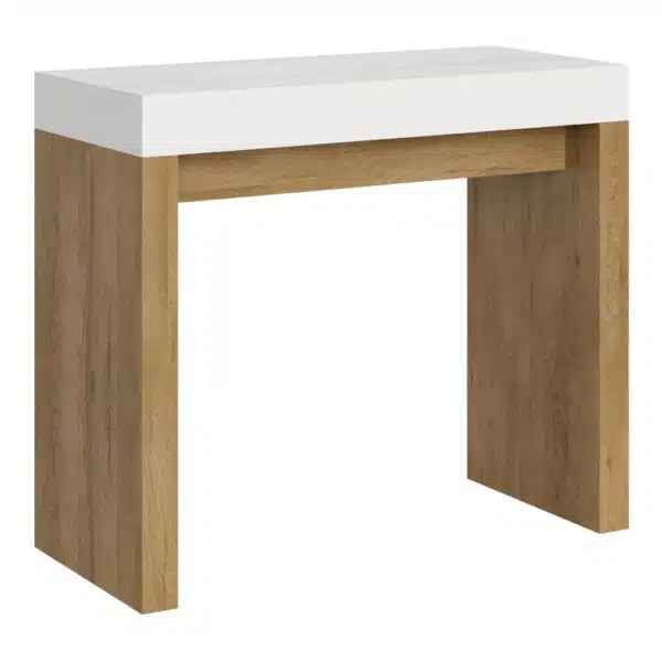 Consolle allungabile 90x40/300 cm Roxell Mix piano bianco frassino - struttura quercia natura