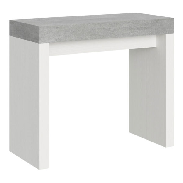 Consolle allungabile 90x40/196 cm Roxell Mix Small piano cemento - struttura bianco frassino