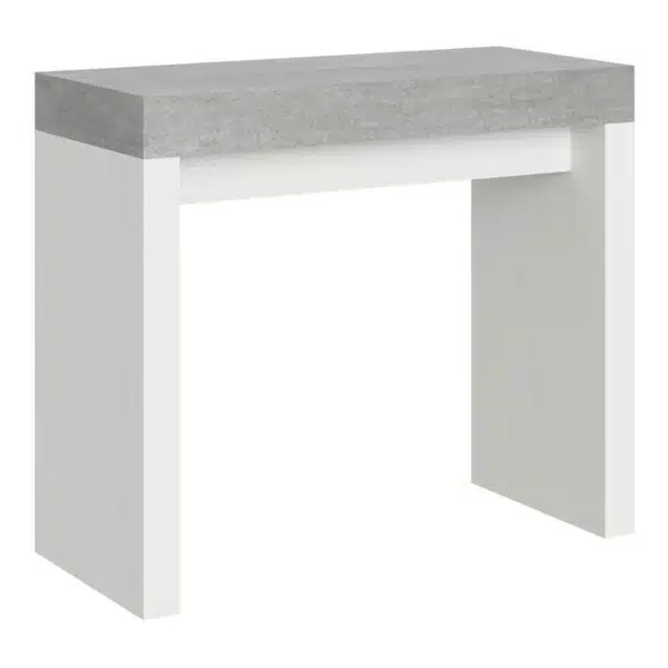 Consolle allungabile 90x40/300 cm Roxell Mix piano cemento - struttura bianco frassino
