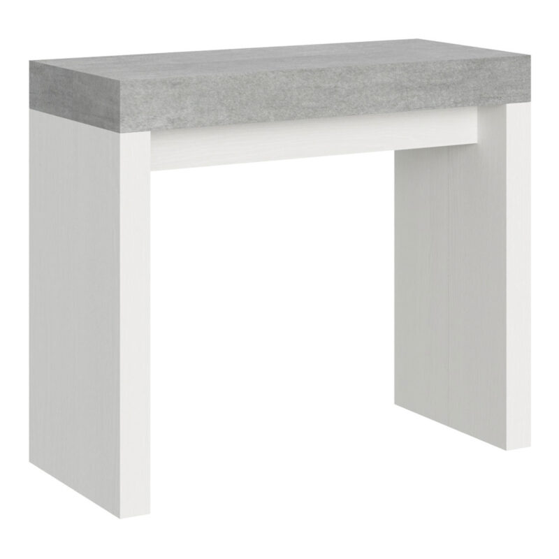 Consolle allungabile 90x40/300 cm Roxell Mix piano cemento - struttura bianco frassino