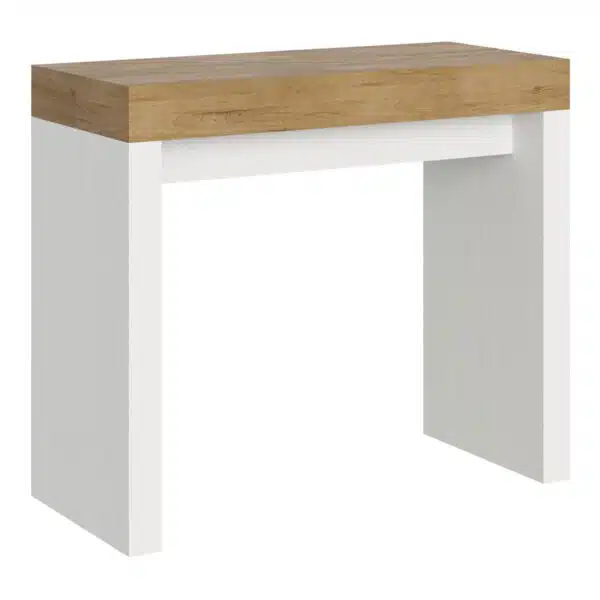 Consolle allungabile 90x40/300 cm Roxell Mix piano quercia natura - struttura bianco frassino