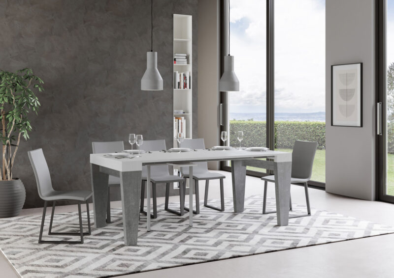 Consolle allungabile 90x40/196 cm Spimbo Mix Small piano bianco frassino - struttura cemento - immagine 3