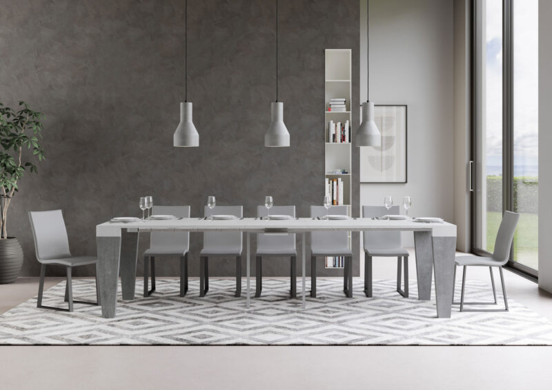 Consolle allungabile 90x40/300 cm Spimbo Mix piano bianco frassino - struttura cemento - immagine 4