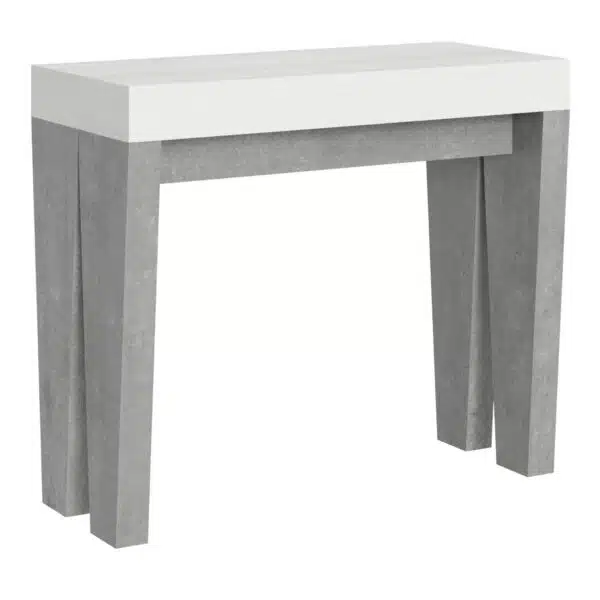 Consolle allungabile 90x40/300 cm Spimbo Mix piano bianco frassino - struttura cemento