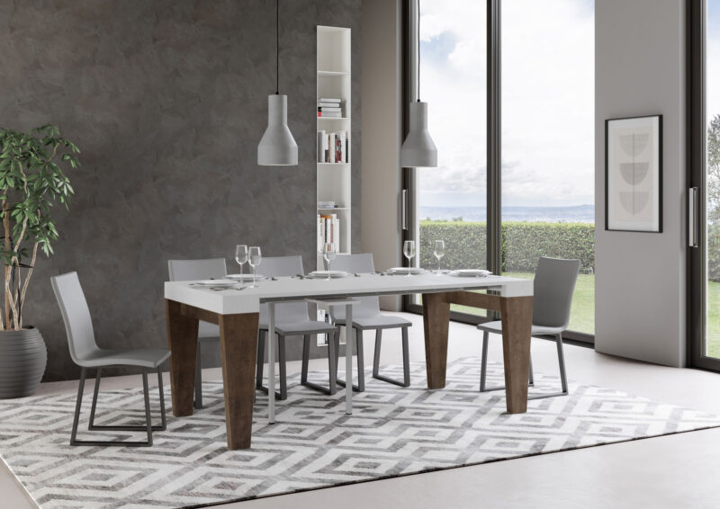 Consolle allungabile 90x40/196 cm Spimbo Mix Small piano bianco frassino - struttura noce - immagine 3