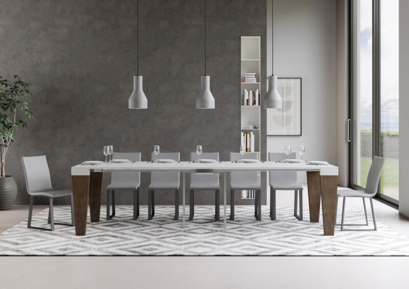 Consolle allungabile 90x40/300 cm Spimbo Mix piano bianco frassino - struttura noce - immagine 4
