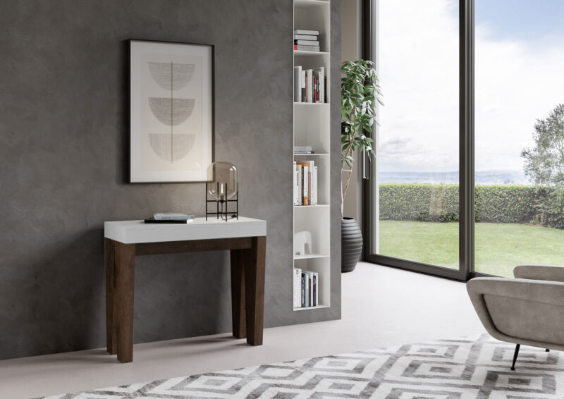Consolle allungabile 90x40/196 cm Spimbo Mix Small piano bianco frassino - struttura noce - immagine 2
