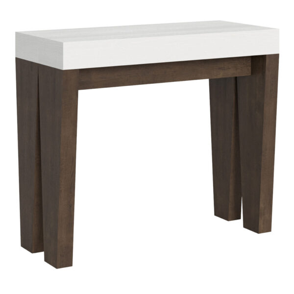 Consolle allungabile 90x40/196 cm Spimbo Mix Small piano bianco frassino - struttura noce