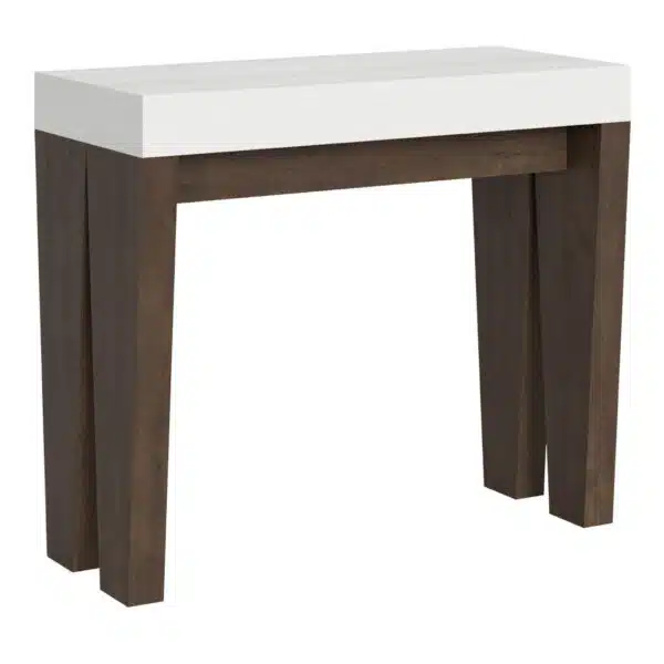 Consolle allungabile 90x40/300 cm Spimbo Mix piano bianco frassino - struttura noce