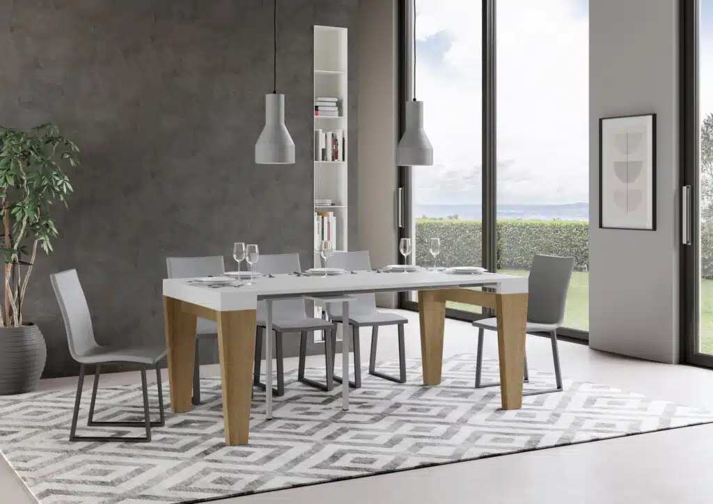 Consolle allungabile 90x40/196 cm Spimbo Mix Small piano bianco frassino - struttura quercia natura - foto 3