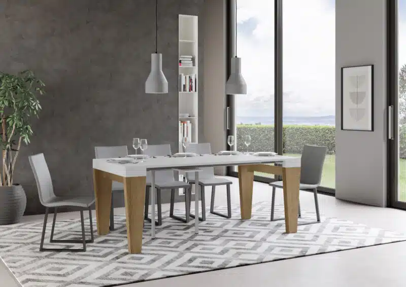 Consolle allungabile 90x40/196 cm Spimbo Mix Small piano bianco frassino - struttura quercia natura - foto 3