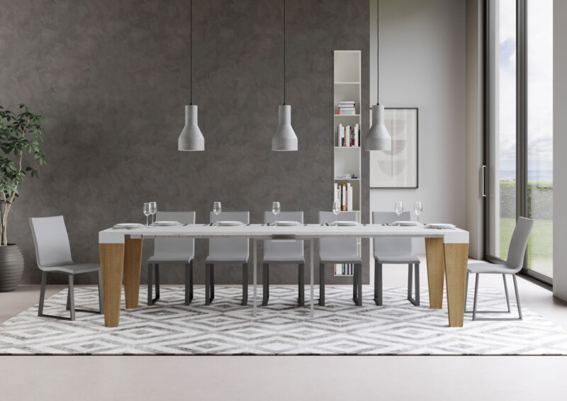 Consolle allungabile 90x40/300 cm Spimbo Mix piano bianco frassino - struttura quercia natura - immagine 4