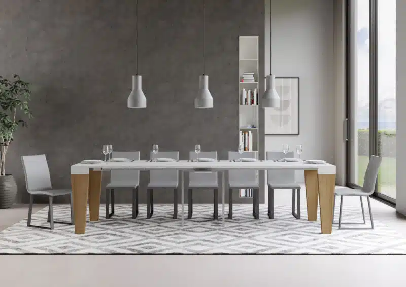 Consolle allungabile 90x40/300 cm Spimbo Mix piano bianco frassino - struttura quercia natura - foto 4