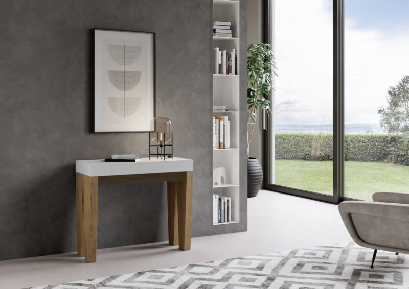 Consolle allungabile 90x40/300 cm Spimbo Mix piano bianco frassino - struttura quercia natura - immagine 2