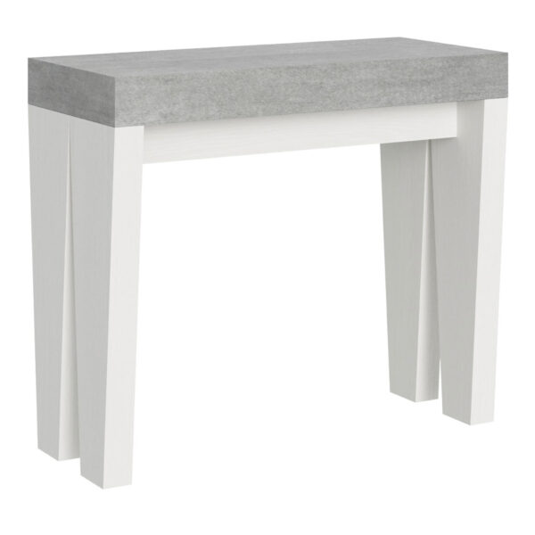 Consolle allungabile 90x40/196 cm Spimbo Mix Small piano cemento - struttura bianco frassino