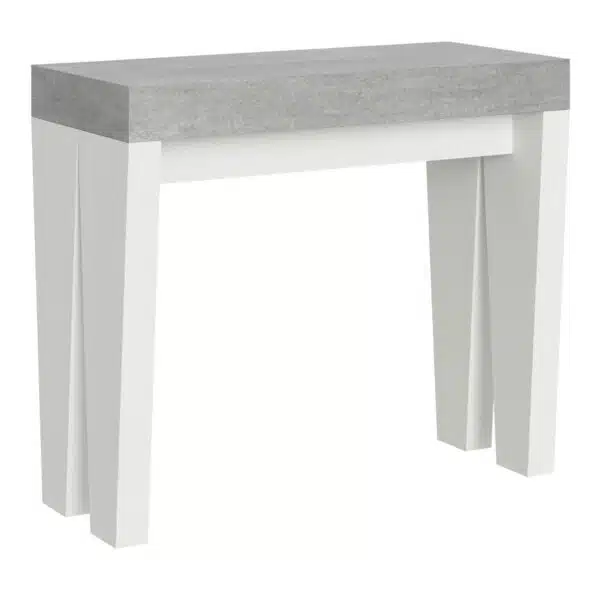 Consolle allungabile 90x40/300 cm Spimbo Mix piano cemento - struttura bianco frassino