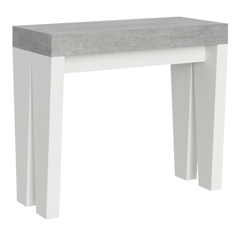 Consolle allungabile 90x40/300 cm Spimbo Mix piano cemento - struttura bianco frassino