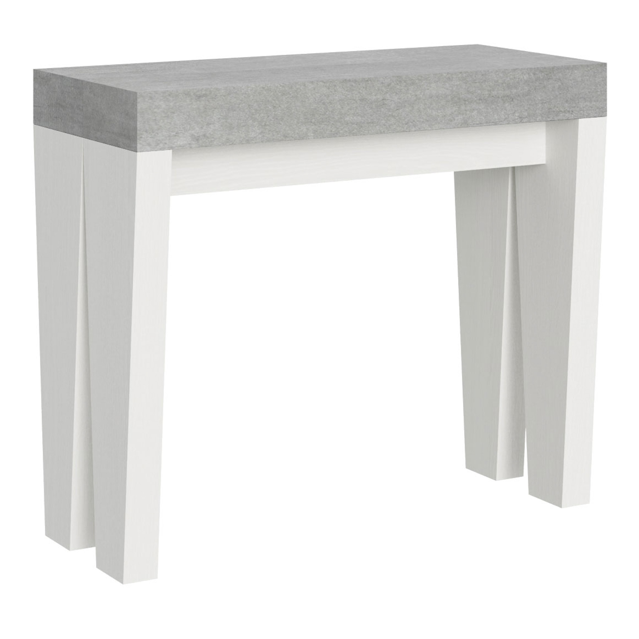 Consolle allungabile 90x40/300 cm Spimbo Mix piano cemento - struttura bianco frassino