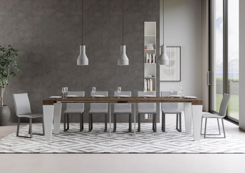 Consolle allungabile 90x40/300 cm Spimbo Mix piano noce - struttura bianco frassino - immagine 4
