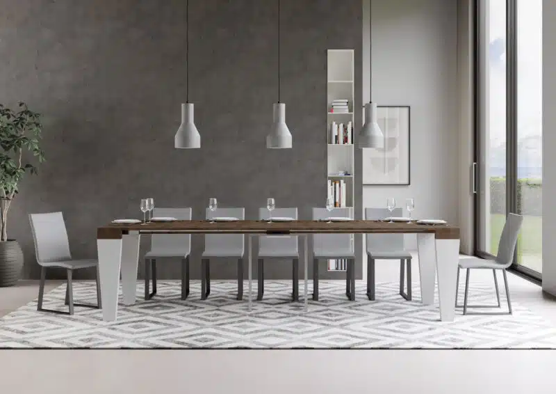 Consolle allungabile 90x40/300 cm Spimbo Mix piano noce - struttura bianco frassino - foto 4