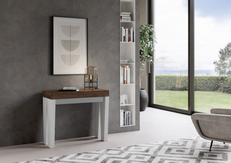Consolle allungabile 90x40/196 cm Spimbo Mix Small piano noce - struttura bianco frassino - immagine 2