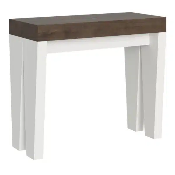 Consolle allungabile 90x40/300 cm Spimbo Mix piano noce - struttura bianco frassino