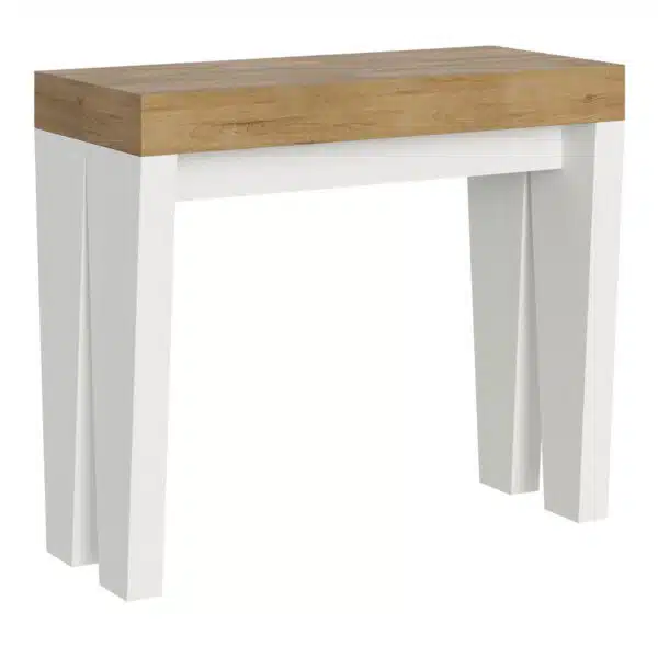 Consolle allungabile 90x40/300 cm Spimbo Mix piano quercia natura - struttura bianco frassino