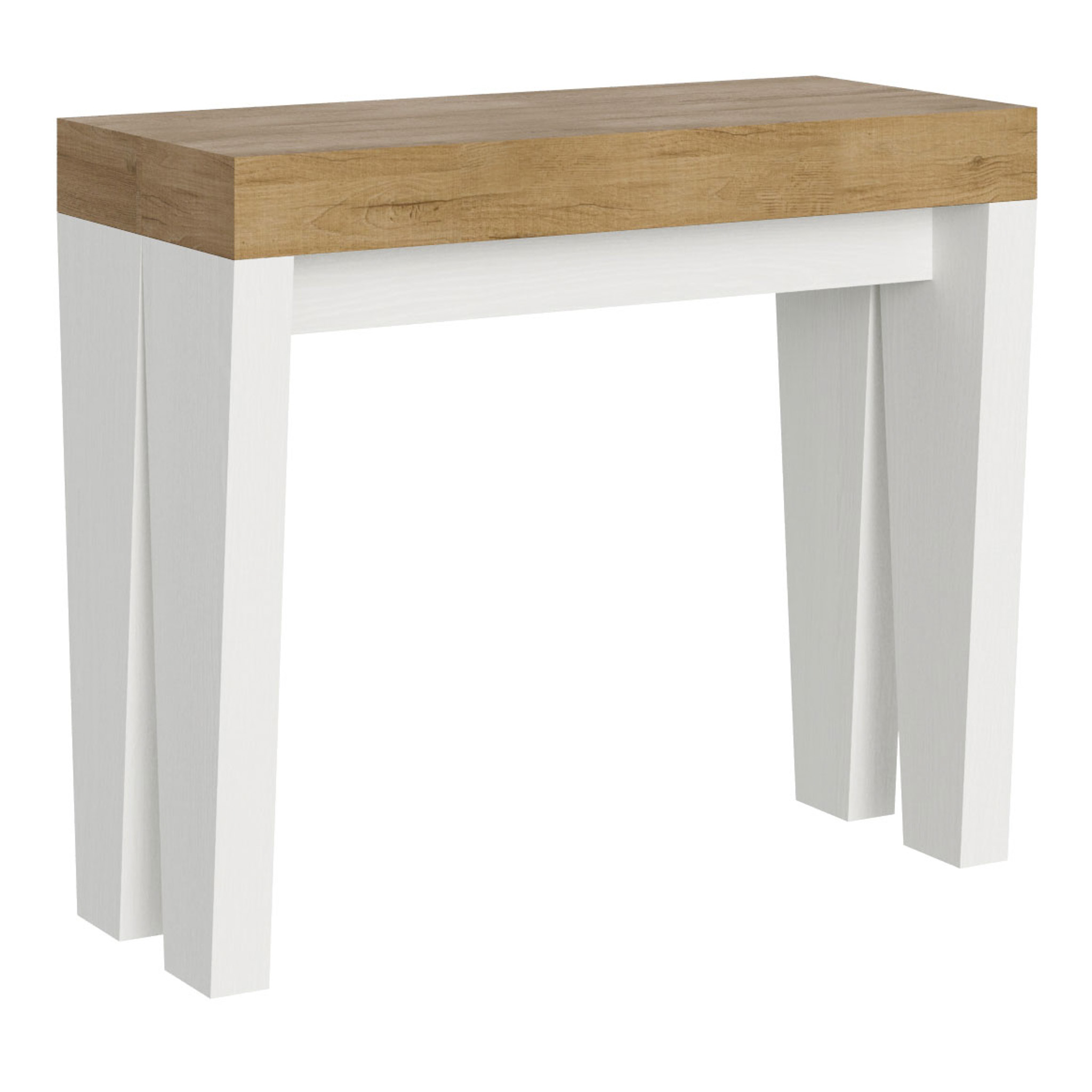 Consolle allungabile 90x40/300 cm Spimbo Mix piano quercia natura - struttura bianco frassino