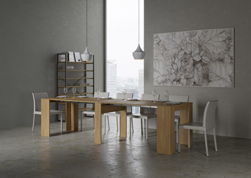 Consolle allungabile 90x48/296 cm Venus quercia natura allunghe interne - immagine 4