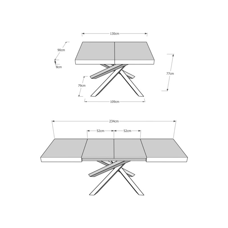 Tavolo allungabile 130/234x90 cm Volantis quercia natura gambe antracite - immagine 7