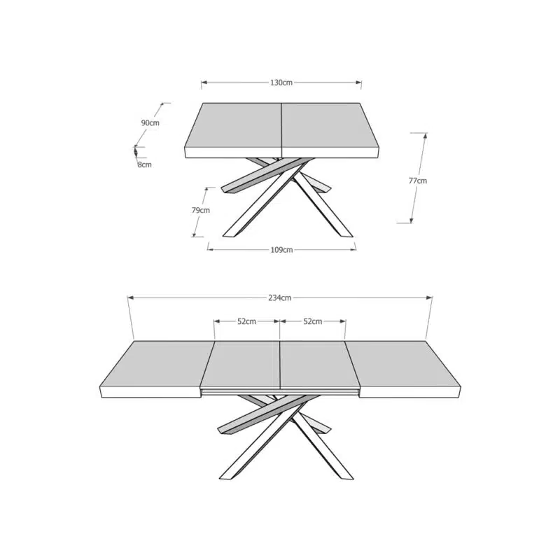 Tavolo allungabile 130/234x90 cm Volantis bianco frassino gambe antracite - foto 7