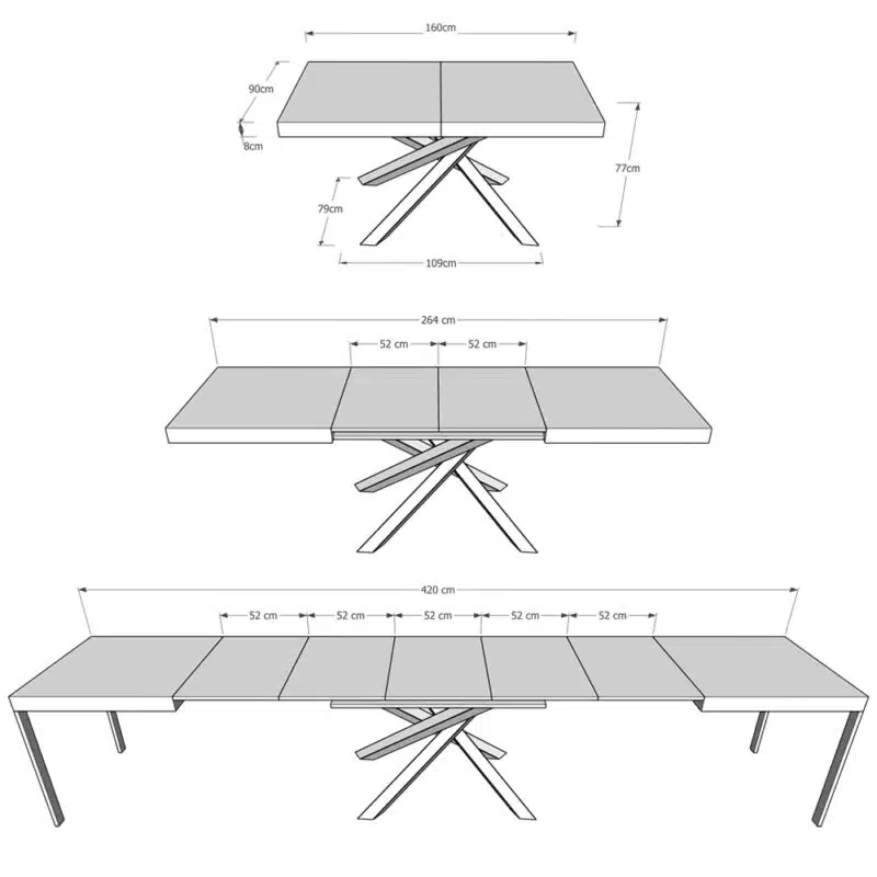 Tavolo allungabile 160/420x90 cm Volantis bianco frassino gambe multicolore 4/A - foto 6