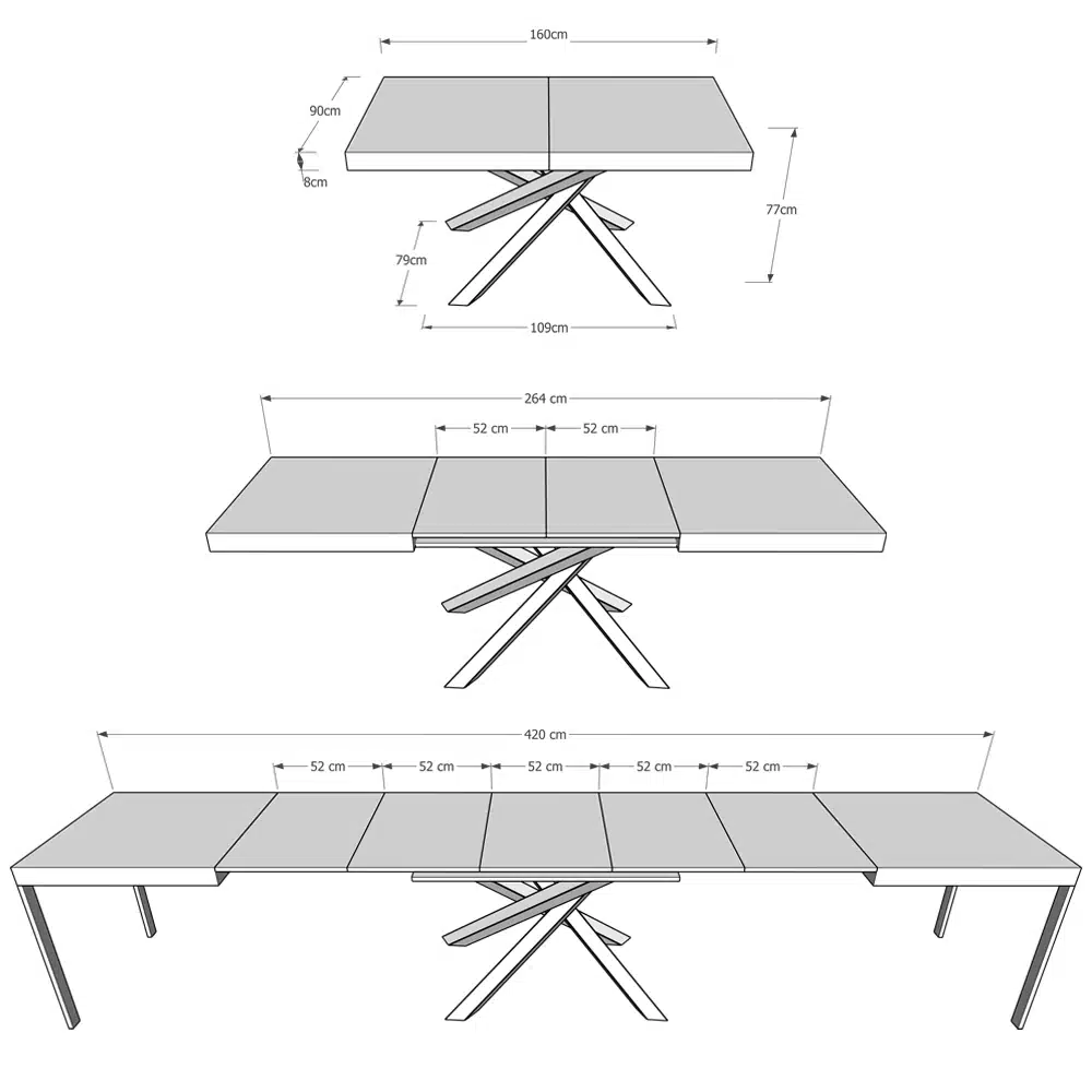 Tavolo allungabile 160/420x90 cm Volantis bianco frassino gambe multicolore 4/A - foto 6